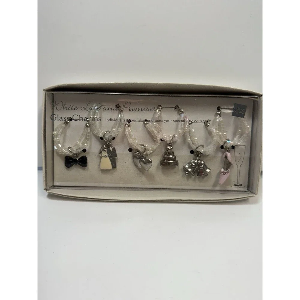 Russ White Lace And Promises Wedding Glass Charms Set Of 6 New